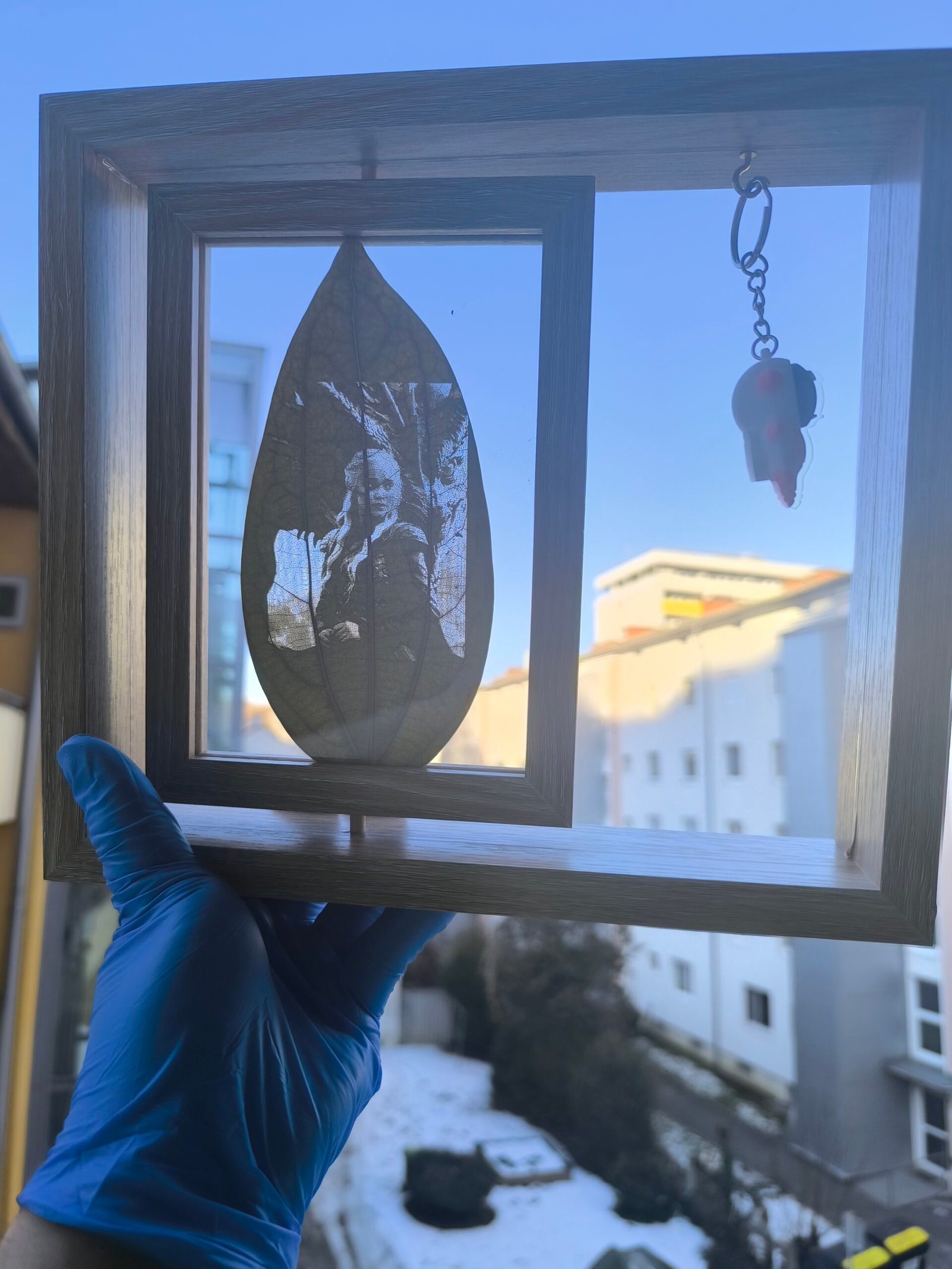 friedensblatt & drehbarer massivholzrahmen (querformat)